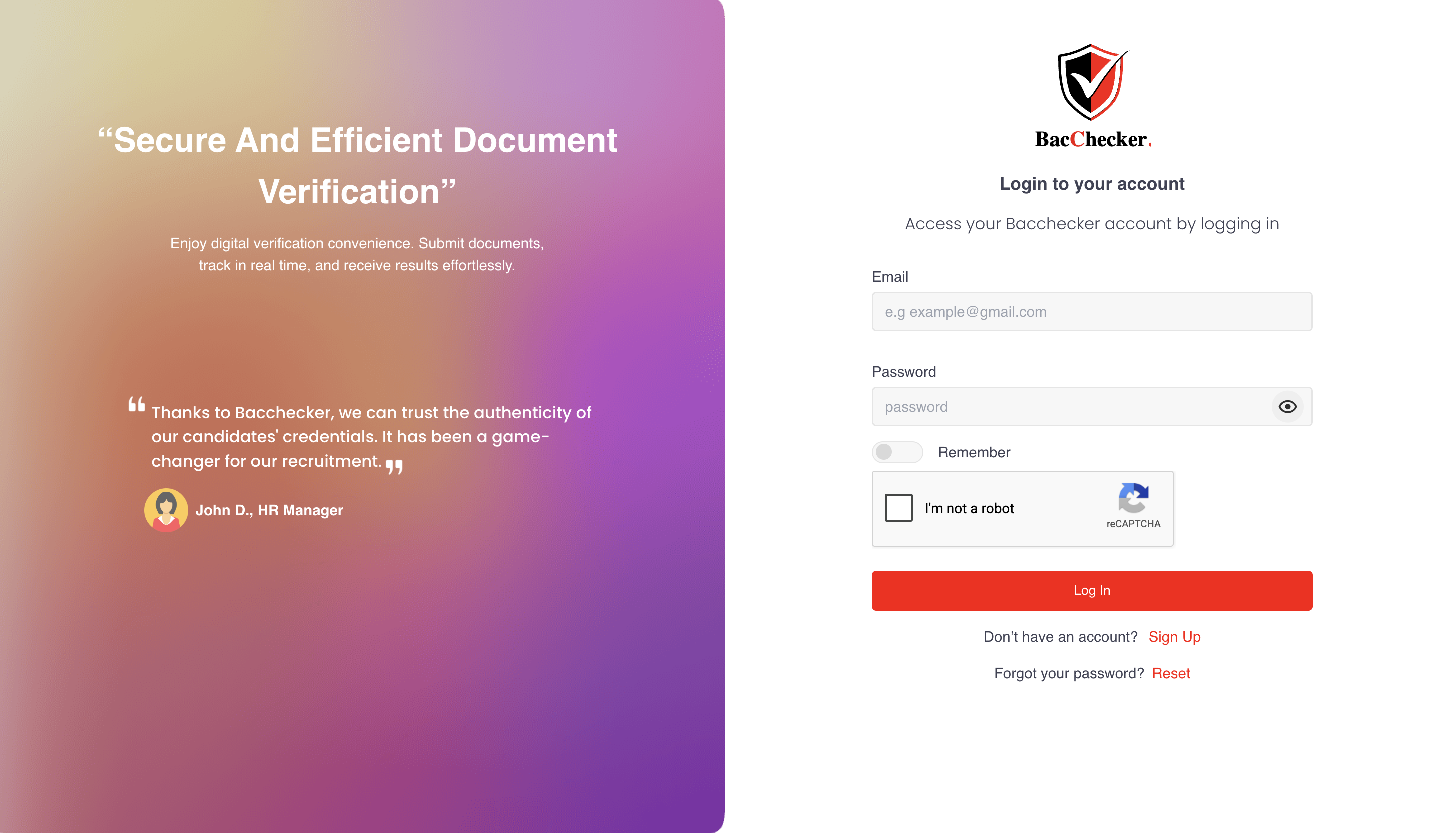 BacChecker Login